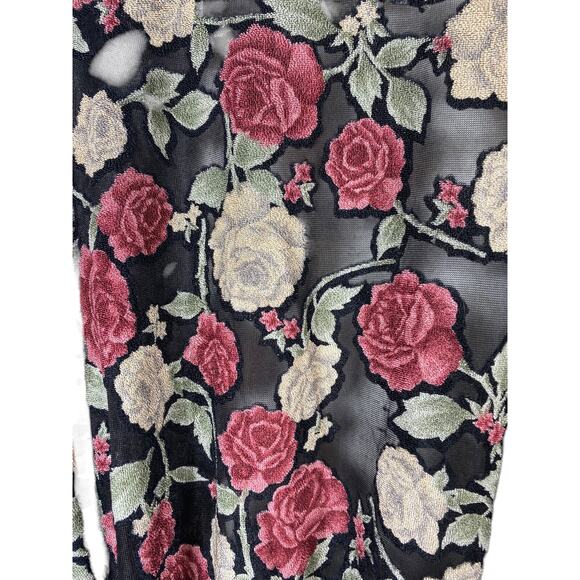 Secret Treasures Kimono Robe Wrap Flocked Velvet Rose Romantic Whimsigoth Large - Picture 6 of 11